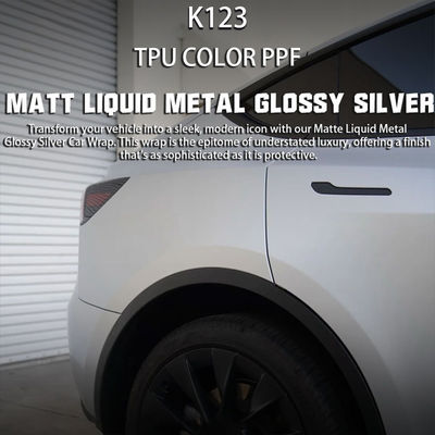 Goede prijs K123 Matt Liquid Metal Glossy Silver TPU Kleur Auto Verf Beschermingsfilm Volledige vinyl wrap online