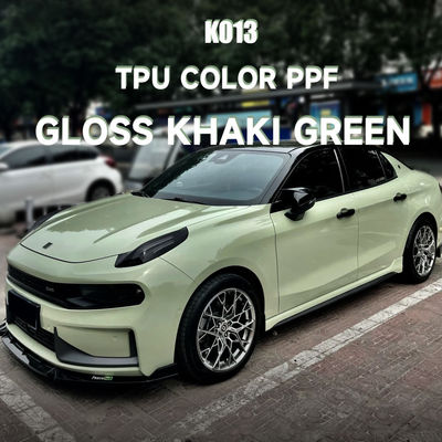 Bon prix K013 Peinture de voiture de couleur TPU vert Khaki brillant Film de protection enveloppement de voiture vinyle Premium en ligne