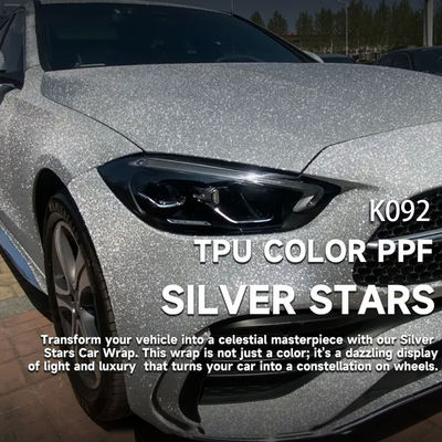 Καλή τιμή K092 Silver Stars TPU χρώμα βαφής αυτοκινήτου προστατευτική ταινία Glitter περιτύλιγμα αυτοκινήτου σε απευθείας σύνδεση