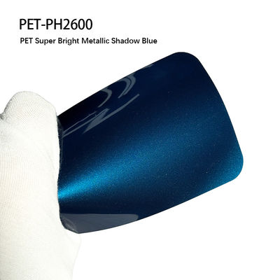 Buon prezzo PET-PH260 PET Pvc film di avvolgimento lucido con colore blu ombra metallica brillante in linea