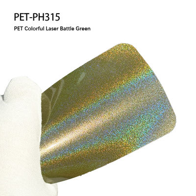Bom preço PET-PH315 PET Laser Battle Green Car Vinyl Wrap Sticker Anti-Rescate Colorido on-line