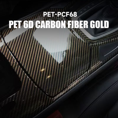 Good price PET-PCF68 PET 6D Carbon Fiber Paint Protection Film Gold Fiber Car Vinyl Wrap online