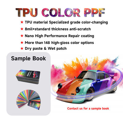 Goede prijs Gepersonaliseerde auto gekleurde PPF wrap 8,0 mil dikte kleur verf beschermende film 1,52 * 16m / rol online