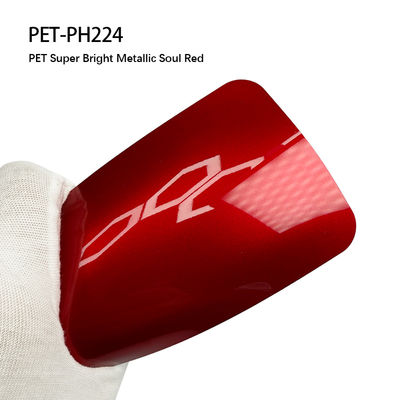 PET-PH224 PET Superhell Metallische Seele Rot PET Autofolie 1.52*18M