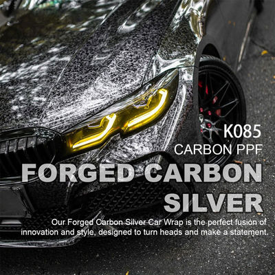 Guter Preis K085 Silber TPU Farbe Autofarbe Schutzfilm geschmiedetem Kohlenstoff Vinyl Wrap Selbstheilung Online