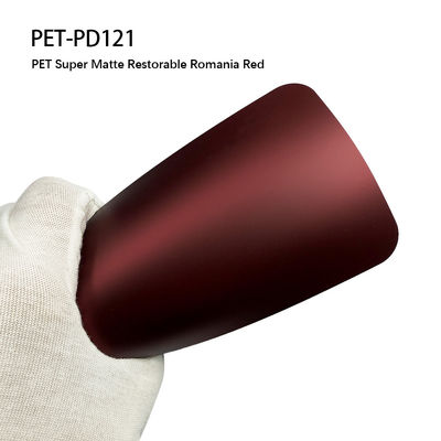 Guter Preis PET-PD122 PET Autokörper Matte Wrap Film wiederherstellbar Rumänien Rot 7.5mil Online